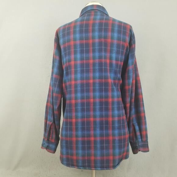OshKosh B'gosh Shirt Mens Large Tall Blue Red Plaid Flannel Button Pockets - Picture 8 of 16